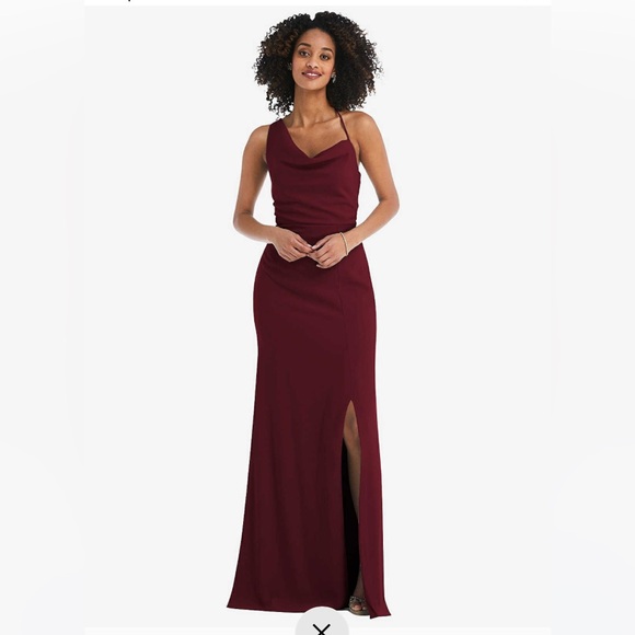 NWT After Six Elegant Burgundy Maxi Dress with Slit
